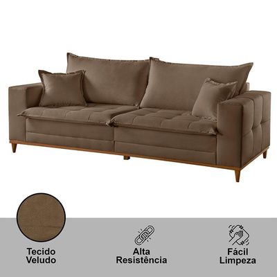 Sofá Matrix 02 Módulos De 90cm B25cm Meu Sofá Online B016 Veludo Marrom