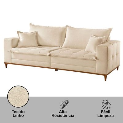Sofá Matrix 02 Módulos De 80cm B25cm Meu Sofá Online A294 Linho Creme