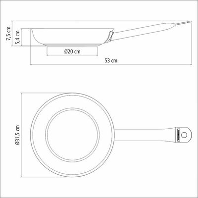 Frigideira Rasa Tramontina Professional Aço Inox Fundo Triplo Cerâmico Grafite 30 Cm 2,9 L Tramontina