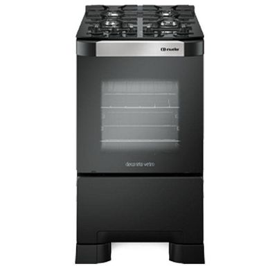 Fogão 4 Bocas Decorato Vetro Com Mesa De Vidro Preto Fosco Bivolt