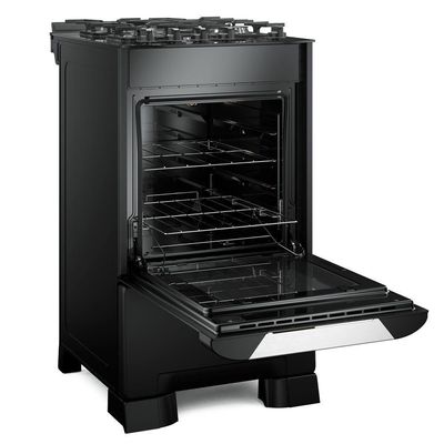 Fogão 4 Bocas Decorato Vetro Com Mesa De Vidro Preto Fosco Bivolt