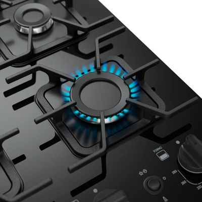 Fogão 4 Bocas Decorato Vetro Com Mesa De Vidro Preto Fosco Bivolt