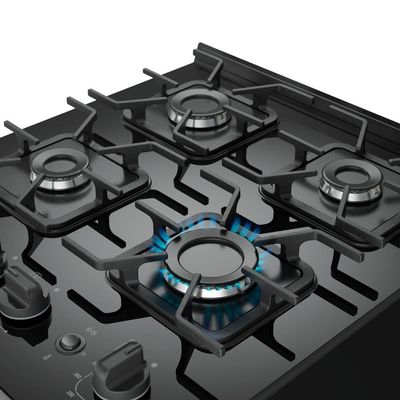 Fogão 4 Bocas Decorato Vetro Com Mesa De Vidro Preto Fosco Bivolt