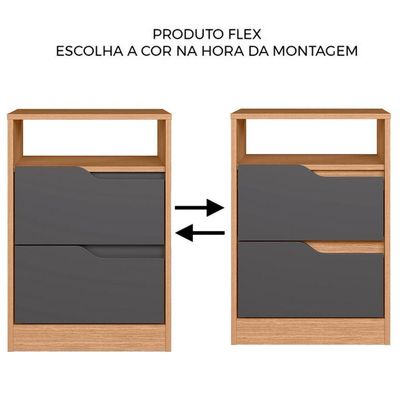 Mesa de Cabeceira 2 Gavetas Sara  Freijó Titanium