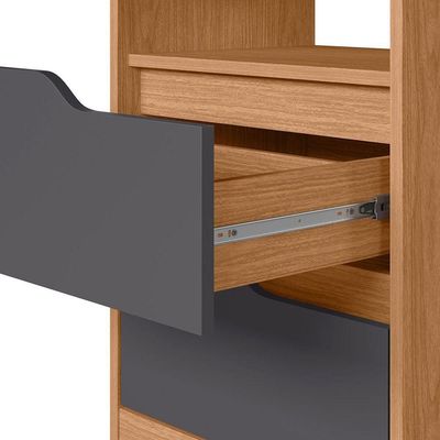 Mesa de Cabeceira 2 Gavetas Sara  Freijó Titanium