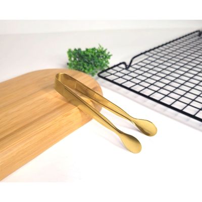 Pegador Dourado Frio Gelo Açucar Mini Pinça Inox Buffet 4un
