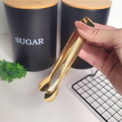 Pegador Dourado Frio Gelo Açucar Mini Pinça Inox Buffet 4un