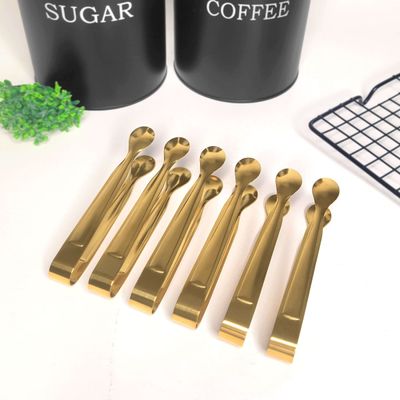 Pegador Dourado Frio Gelo Açucar Mini Pinça Inox Buffet 4un
