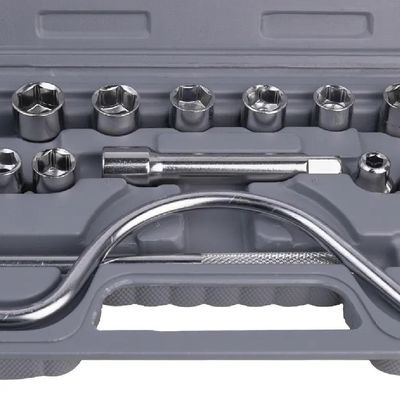 Jogo Chaves Soquete 25 Peças Catraca 1/2 Kit Ferramentas Completo Maleta Cachimbo Roda 8-22mm Profissional