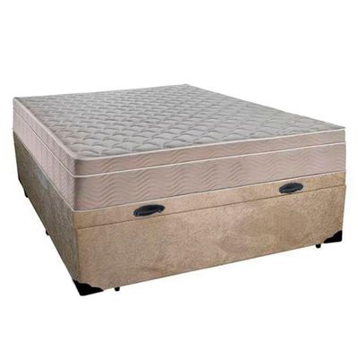 Cama Box Baú Casal Suede + Colchão Serene Molas Ensacadas 138x188x69 Bege