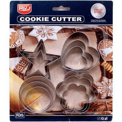 Kit Formas Cortadores Biscoito Natal Corações Estrelas 22pçs