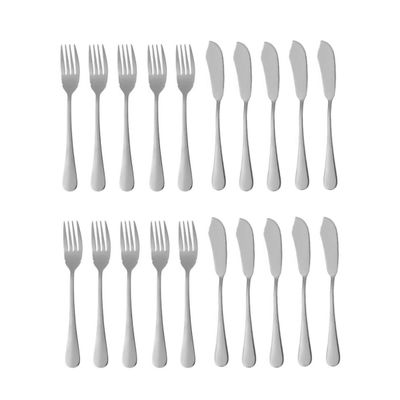 Garfo e Faca Talheres para Peixe Aço Inox Prata 10pares