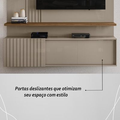 Painel Bancada Suspensa Com Led 3 Portas Atena Fendi Naturale