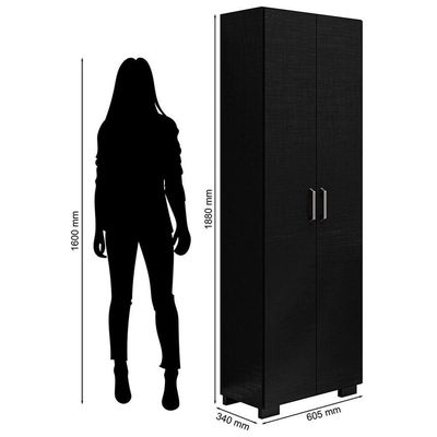 Livreiro 5 Prateleiras C- Portas Grandes Office Preto