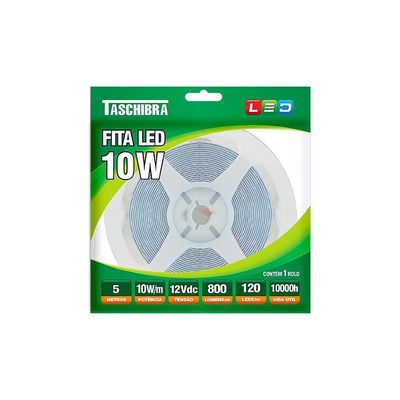 Fita De Led Taschibra Com 5 Metros 120 Leds/m 10w 12v 4000k Luz Neutra 14040243-21