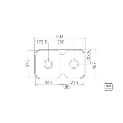 Cuba Dupla Tramontina Isis Perfecta em Aço Inox Polido 69 x 40 cm com Válvula 94062402