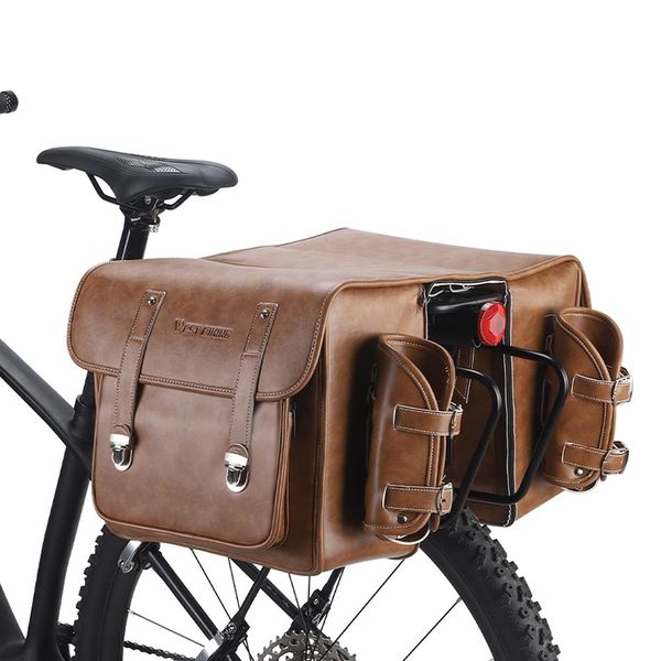 Bolsa Traseira de Bicicleta de Couro Grande Capacidade preto