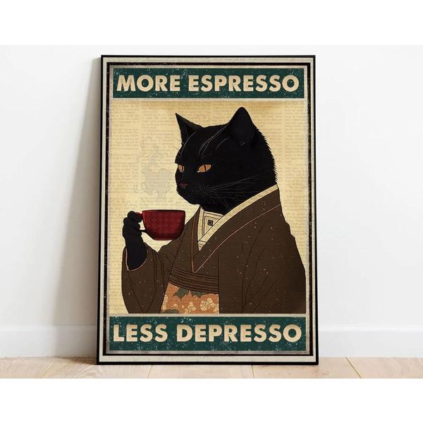 Placa de Metal Retro 5.5 x 8 Polegadas Mais Espresso Menos Depresso G / amarelo claro