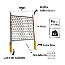 Grelha Galvanizada Tela Moeda Para Churrasqueira 40x40cm