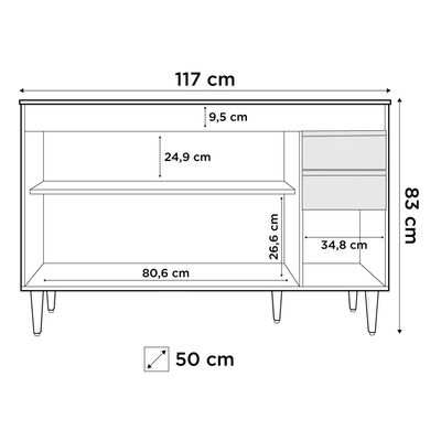 Balcão Gabinete Para Pia 120cm sem Tampo 3 Portas 2 Gavetas Michigan Branco - Lumil