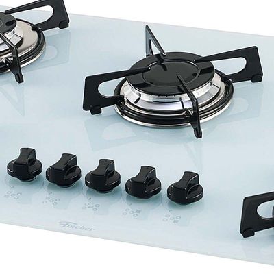 Cooktop A Gás 5 Bocas Mesa Vidro Fischer 1642 Branco Bivolt