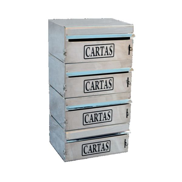 Caixa Correio Condomínio Frontal Para Muro Inox 4 Módulos Caixa Correio Condomínio Frontal Para Muro Inox 4 Módulos