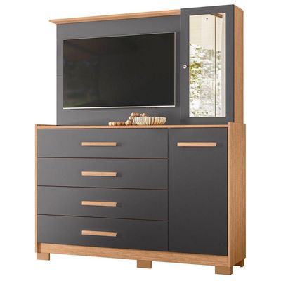 Cômoda Com Painel Para Tv 43 4 Gavetas 2 Portas Ilha Bela Freijó Titanium