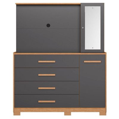 Cômoda Com Painel Para Tv 43 4 Gavetas 2 Portas Ilha Bela Freijó Titanium