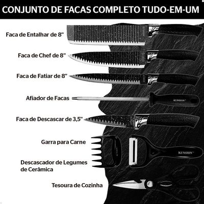 Conjunto De Facas Para Churrasco Lorben Inox Antiaderente 8 Peças