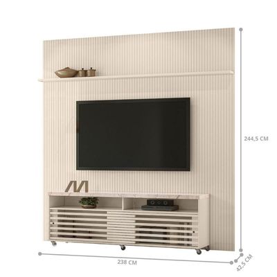 Conjunto Painel E Estante Thundertop Calacata Off White