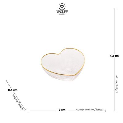 Bowl Vidro Borossilicato Com Borda Dourada Heart 28345 Bon Gourmet