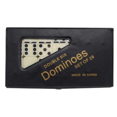 Jogo Dominó De Osso Profissional Estojo Com 28 Peças 9mm Preto