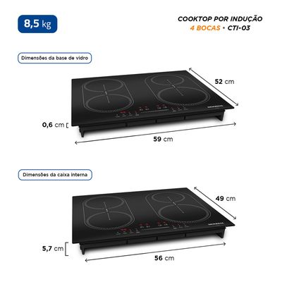 Cooktop por Indução 4 bocas Mondial Preto 7000W 220V  CTI-03 220V