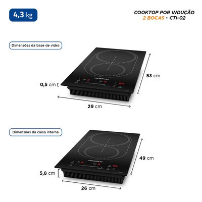 Cooktop por Indução 2 bocas Mondial Preto 3500W 220V  CTI-02 220V