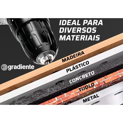 Parafusadeira E Furadeira Impacto Gradiente Gpb21vw 21v 3/8 Cor Amarelo Frequência 50/60 Hz 110v/220v