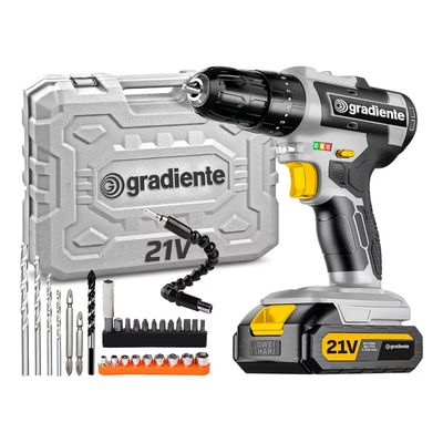Parafusadeira E Furadeira Impacto Gradiente Gpb21vw 21v 3/8 Cor Amarelo Frequência 50/60 Hz 110v/220v