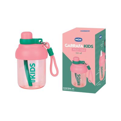 Garrafa Kids Alça Rosa 500ml