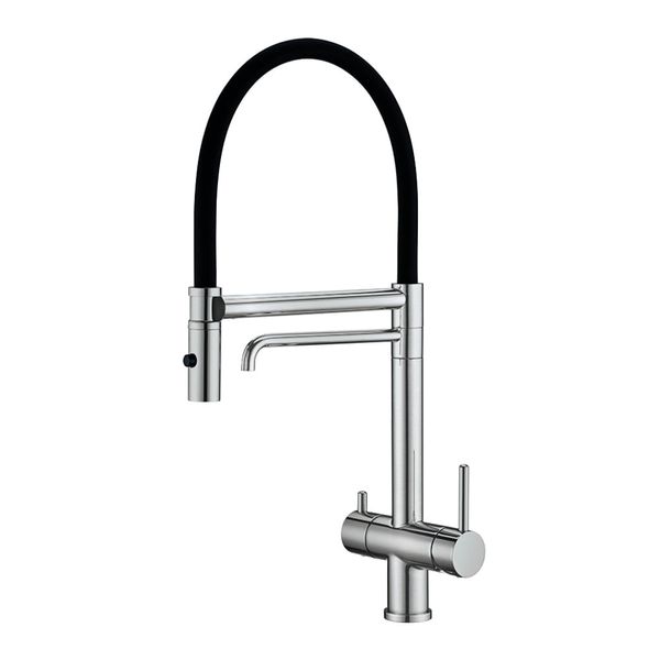 Torneira Misturador Monocomando Lorenzetti Loren Loft Gourmet 2262 N82 com Saída Para Água Filtrada Níquel Escovado