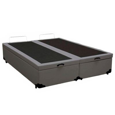 Cama Box Baú King Bipartido Sintético Serene Cinza 192x203x44