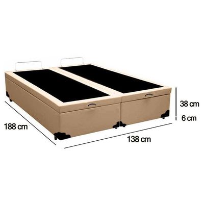 Cama Box Baú Casal Bipartido Sintético Serene Bege 138x188x44