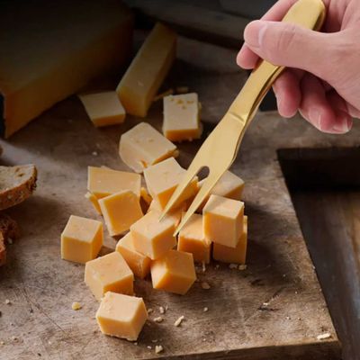 Faca Garfo Queijo Manteiga Jogo Aço Inox Dourado 2un