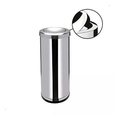 Lixeira Inox Basculante 30l Com Tampa Giratória Ideal Para Cozinha Banheiro E Escritório