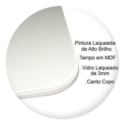 Mesa Jantar Base X Tampo Retangular Laca Com Vidro 120x70 Branco