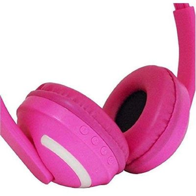 Fone De Ouvido Orelha De Gatinha Com 7 Cores Led Headphone Bluetooth P2 Rosa