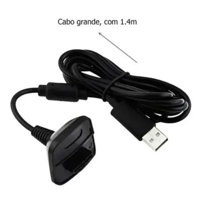 Kit 1 Bateria Para Controle Xbox 360 + 1 Cabo Carregador 1.4m