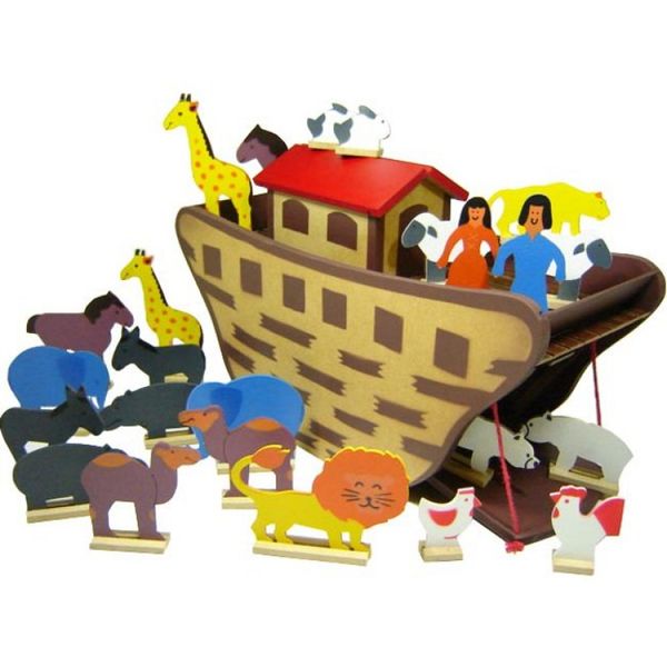 Arca de Noé com Animais - Madeira Multicolorido - 100% Artesanal