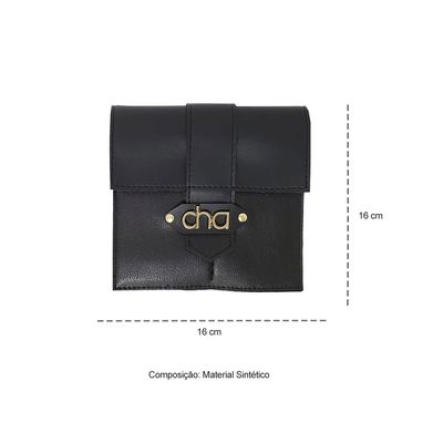 Estojo Preto Porta Talheres Sobremesa Cafe Cha Eco Couro 16cm