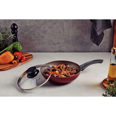 Frigideira Funda Tramontina Paris em Alumínio 26 cm 2,9 L Antiaderente Vermelho com Tampa de Vidro