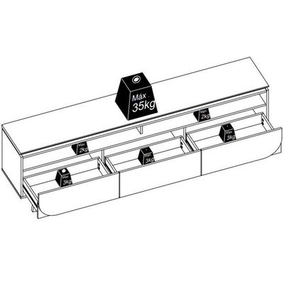 Rack Bancada Serena 3 Gavetas Para Tv De 75 Polegadas Cumaru/opala