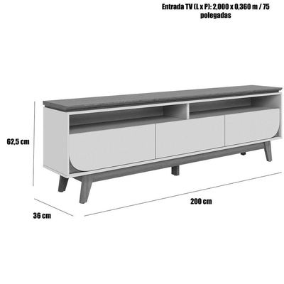 Rack Bancada Serena 3 Gavetas Para Tv De 75 Polegadas Cumaru/opala